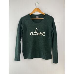 Ichi Adore Embroidered Alpaca Blend Green Soft Sweater Small